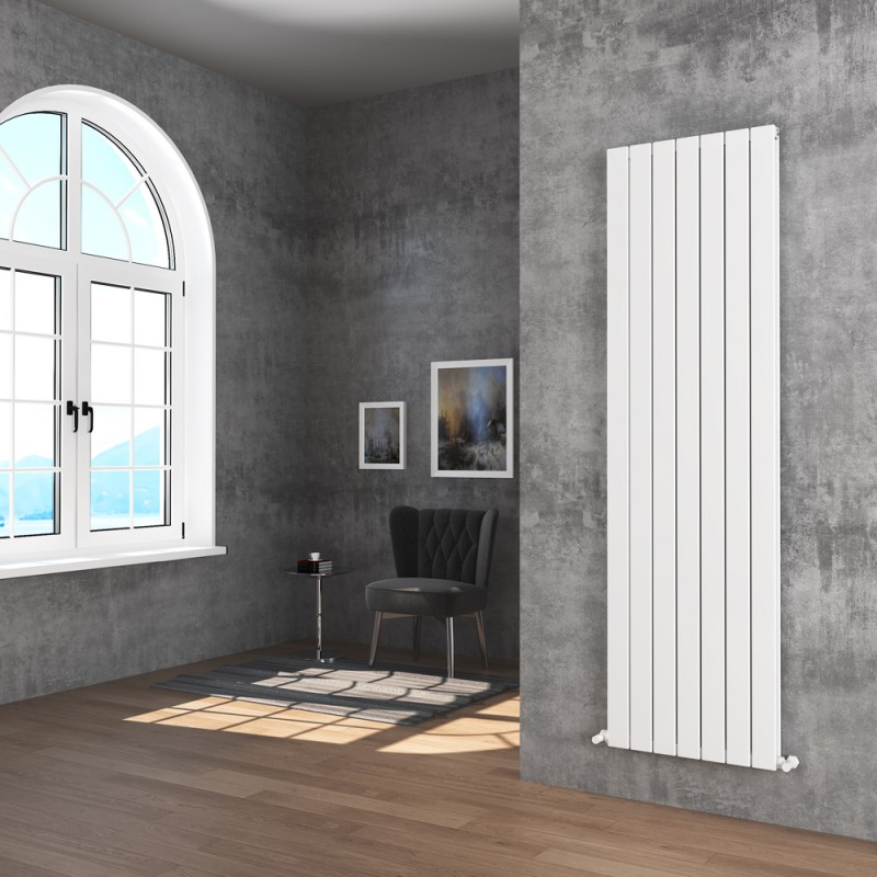 514mm (w) x 1800mm (h) "Corwen" Double Panel White Vertical Aluminium Radiator