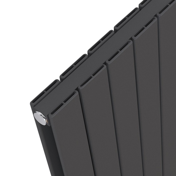 514mm (w) x 1800mm (h) "Corwen" Double Panel Anthracite Vertical Aluminium Radiator - Insitu