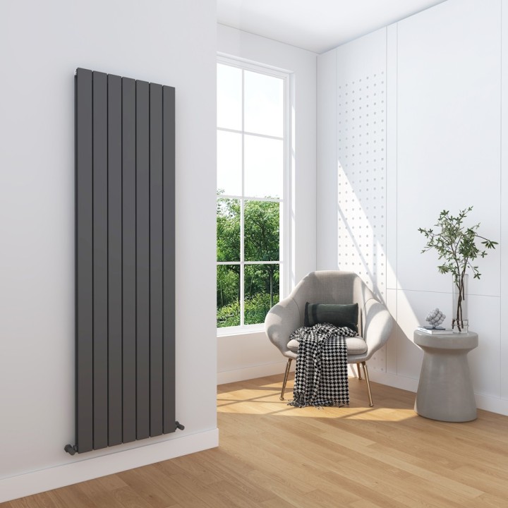 514mm (w) x 1800mm (h) "Corwen" Double Panel Anthracite Vertical Aluminium Radiator
