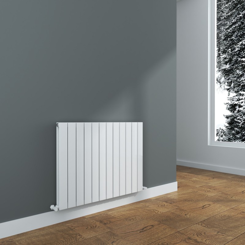 884mm (w) x 600mm (h) "Corwen" Double Panel White Horizontal Aluminium Radiator