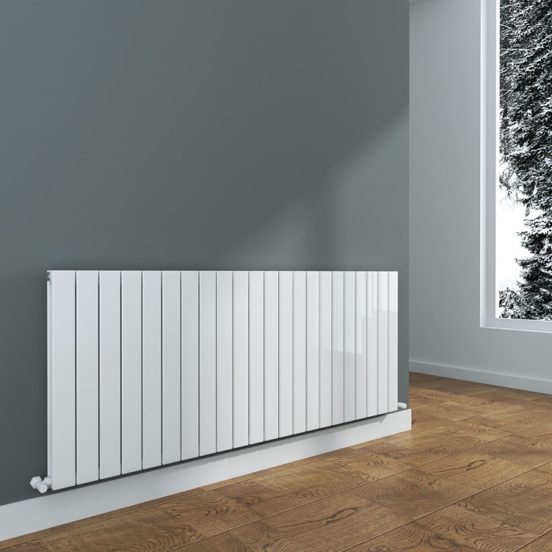 1624mm (w) x 600mm (h) "Corwen" Double Panel White Horizontal Aluminium Radiator