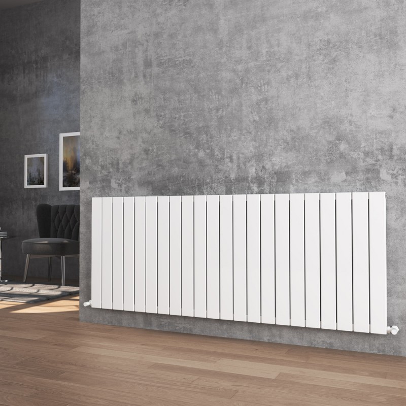 1624mm (w) x 600mm (h) "Corwen" Double Panel White Horizontal Aluminium Radiator