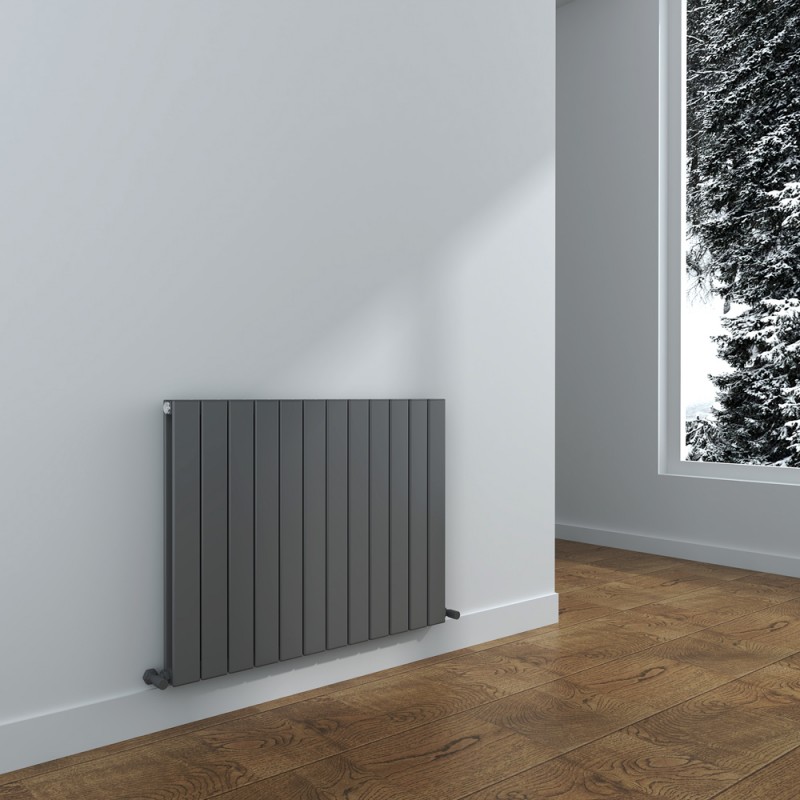 884mm (w) x 600mm (h) "Corwen" Double Panel Anthracite Horizontal Aluminium Radiator