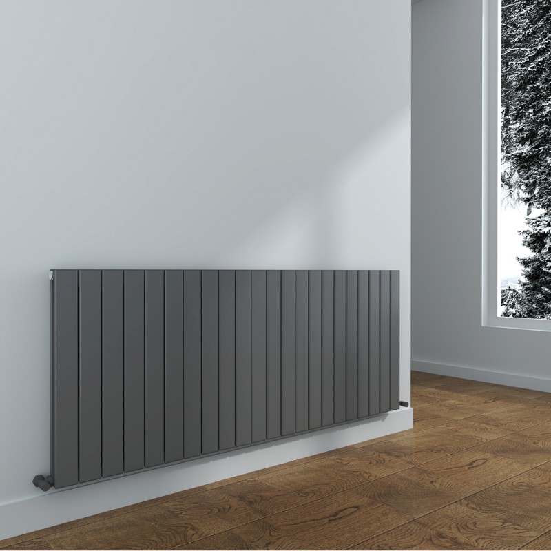 1624mm (w) x 600mm (h) "Corwen" Double Panel Anthracite Horizontal Aluminium Radiator