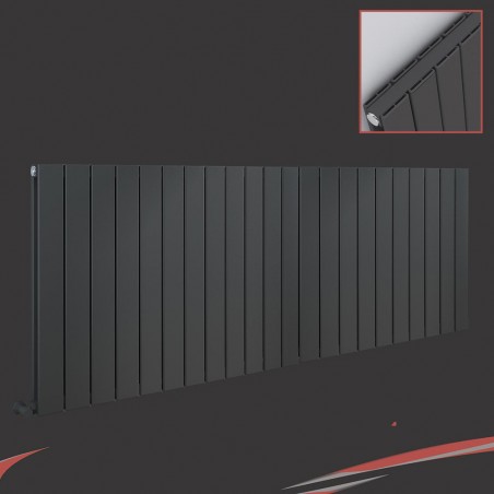 1624mm (w) x 600mm (h) "Corwen" Double Panel Anthracite Horizontal Aluminium Radiator