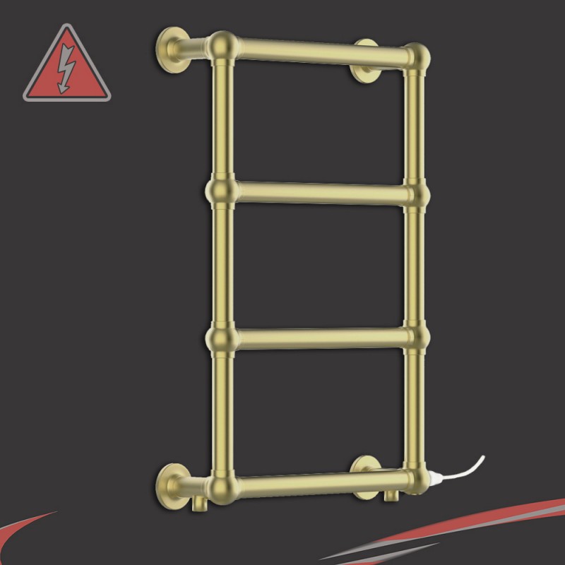 500mm (w) x 750mm (h) "Harley" Brushed Brass Traditional Towel Rail (Single Heat)