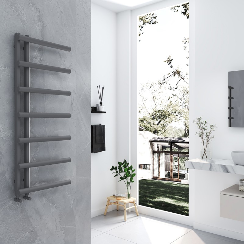 500mm (w) x 1200mm (h) "Mira" Anthracite Designer Towel Rail