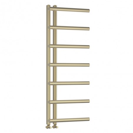 500mm (w) x 1200mm (h) "Mira" Brushed Brass Designer Towel Rail
