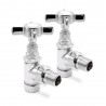 Angled Chrome Traditional "Cross Head" Valves for Radiators & Towel Rails (Pair)