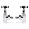 Angled Chrome Traditional "Cross Head" Valves for Radiators & Towel Rails (Pair)