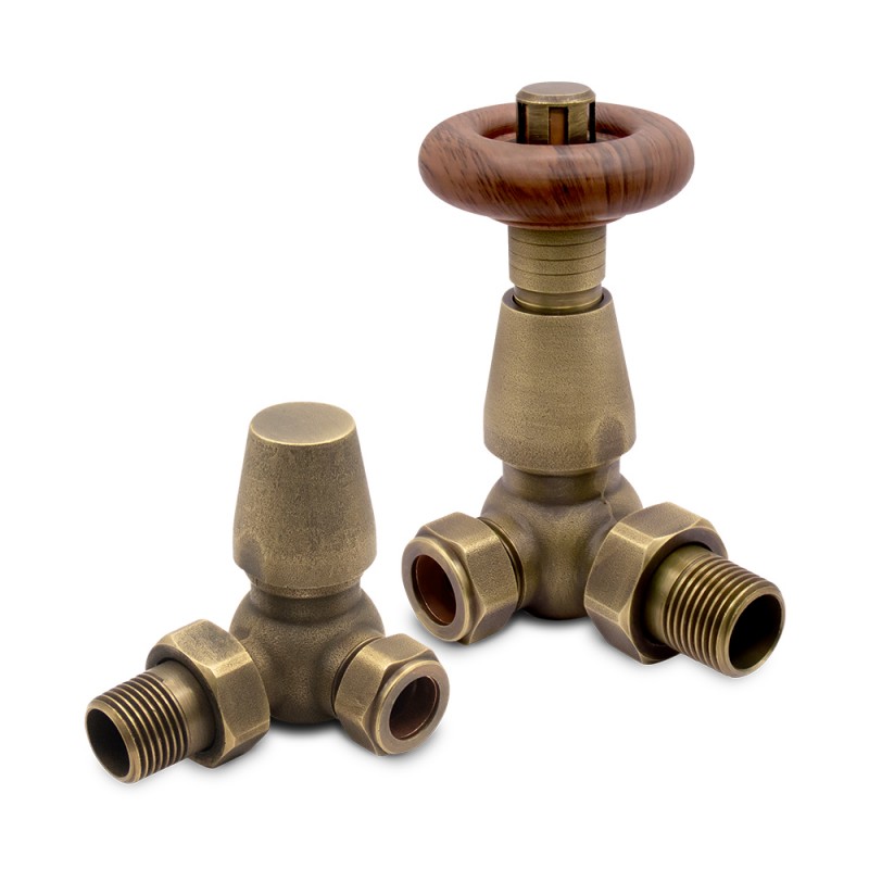 Corner "Round Top" Traditional Thermostatic Valves - Antique Brass