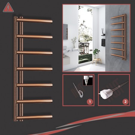 500mm (w) x 1200mm (h) Electric Mira Brushed Bronze Towel Rail (Single Heat or Thermostatic Option)