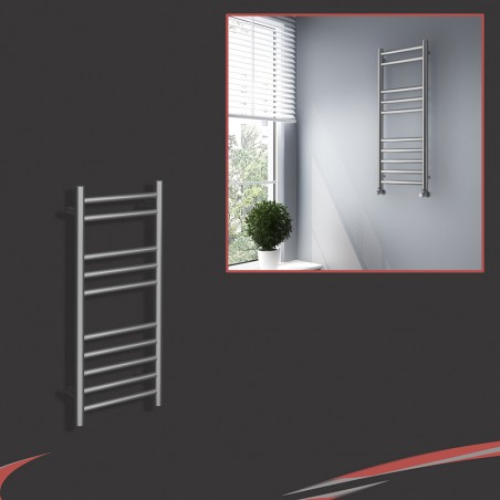 350mm (w) x 800mm (h) Brushed Stainless Steel Towel Rail