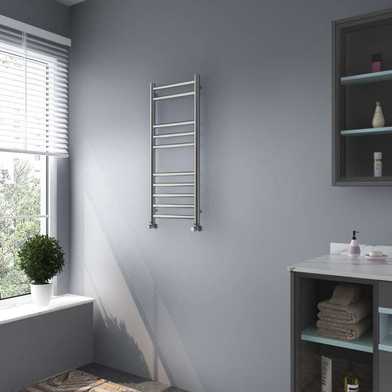 350mm (w) x 800mm (h) Electric "Brushed Stainless Steel" Towel Rail (Single Heat or Thermostatic Option)