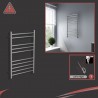 500mm (w) x 800mm (h) Electric Brushed Stainless Steel Towel Rail (Single Heat)