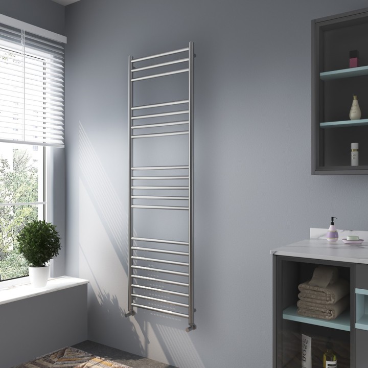 500mm (w) x 1600mm (h) Electric Brushed Stainless Steel Towel Rail (Single Heat or Thermostatic Option)