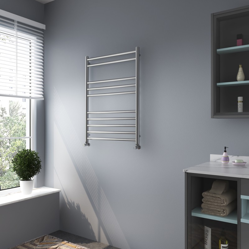 600mm (w) x 800mm (h) Electric "Brushed Stainless Steel" Towel Rail (Single Heat or Thermostatic Option)