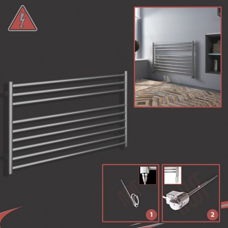 1000mm (w) x 600mm (h) Electric Brushed "Stainless Steel" Towel Rail (Single Heat or Thermostatic Option)