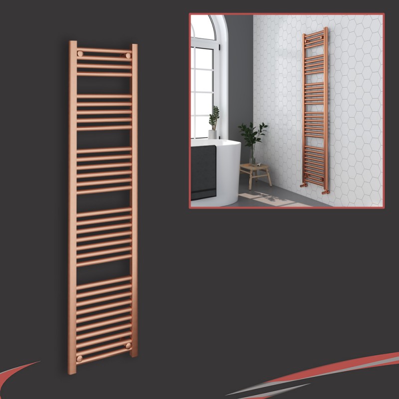 400mm (w) x 1600mm (h) Straight Brushed Copper Towel Rail