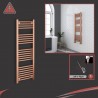 400mm (w)  x 1200mm (h) Electric "Brushed Copper" Towel Rail (Single Heat or Thermostatic Option)