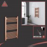 500mm (w)  x 800mm (h) Electric "Brushed Copper" Towel Rail (Single Heat or Thermostatic Option)