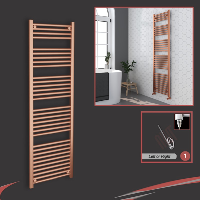 500mm (w)  x 1600mm (h) Electric "Brushed Copper" Towel Rail (Single Heat or Thermostatic Option)