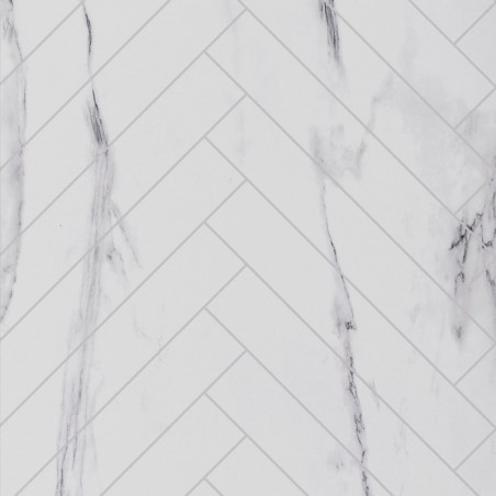 White Marble Herringbone - Showerwall Panels - Swatch