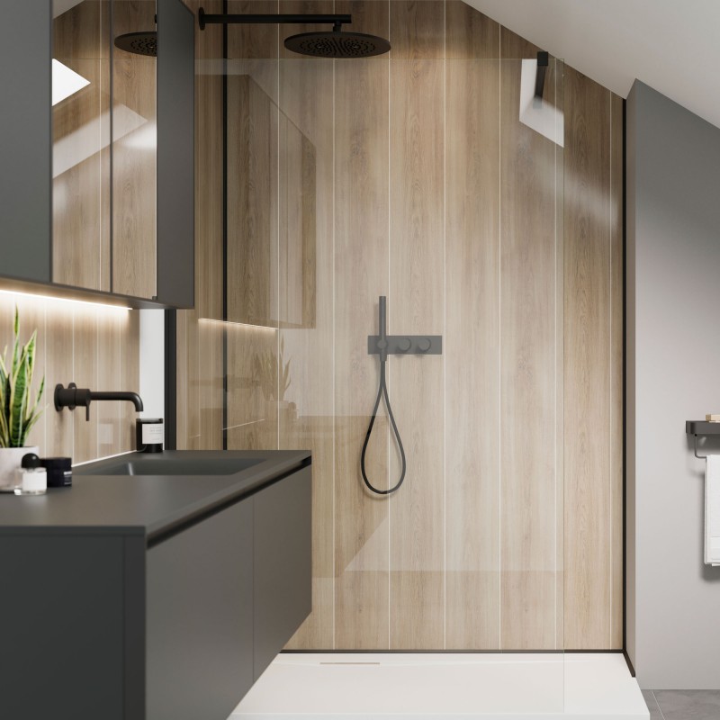 Katla Natural Plank Tile Effect - Showerwall Panels - Insitu