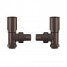 Angled Brushed Bronze Valves for Radiators & Towel Rails (Pair)