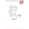 350mm (w) x 800mm (h) Electric Brushed Stainless Steel Towel Rail (Single Heat or Thermostatic Option)