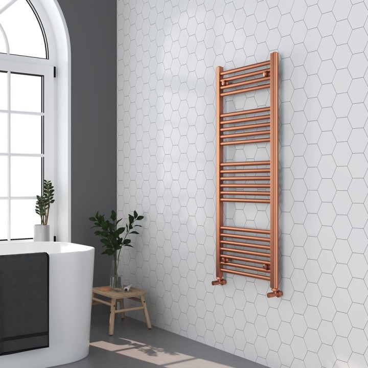500mm (w)  x 1200mm (h) Electric Brushed Copper Designer Towel Rail