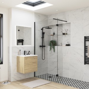 Lowri Optional 300mm Wetroom Splash Panel - Black