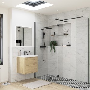 Lowri Optional 300mm Wetroom Splash Panel - Black