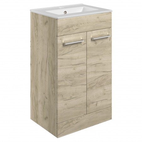 Naha 510mm (w) Floorstanding 1 Door Basin Unit & Basin - Oak