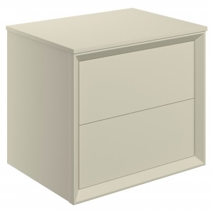 Bevel 600mm Wall Hung 2 Drawer Basin Unit & Top - Matt Cotton