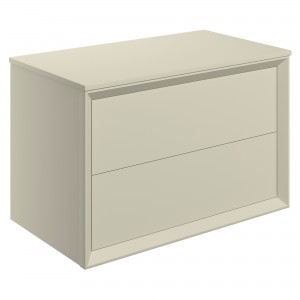 Bevel 800mm Wall Hung 2 Drawer Basin Unit & Top - Matt Cotton