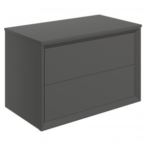 Bevel 800mm Wall Hung 2 Drawer Basin Unit & Top - Matt Clay