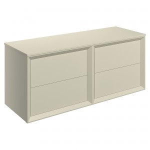 Bevel 1200mm Wall Hung 4 Drawer Basin Unit Run & Top - Matt Cotton