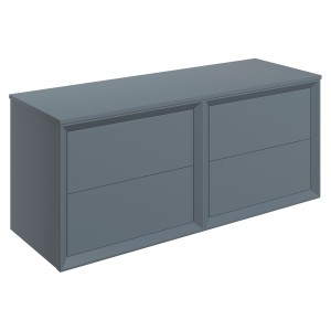 Bevel 1200mm Wall Hung 4 Drawer Basin Unit Run & Top - Matt Storm Blue