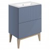 Bali 615mm Floor Standing 2 Drawer Basin Unit & Basin - Matt Smoke Blue