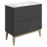 Bali 815mm Floor Standing 2 Drawer Basin Unit & Basin - Matt Graphite Grey