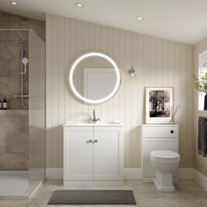 Kensworth 615mm Floor Standing 2 Door Basin Unit & Basin - Matt White