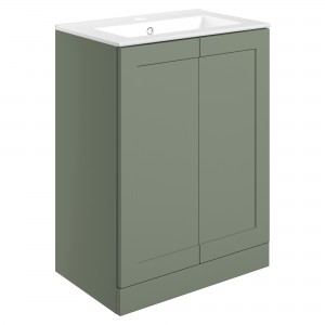 Kensworth 615mm Floor Standing 2 Door Basin Unit & Basin - Matt Reed Green