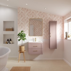 Kensworth 615mm Wall Hung 2 Drawer Basin Unit & Basin - Matt Peony