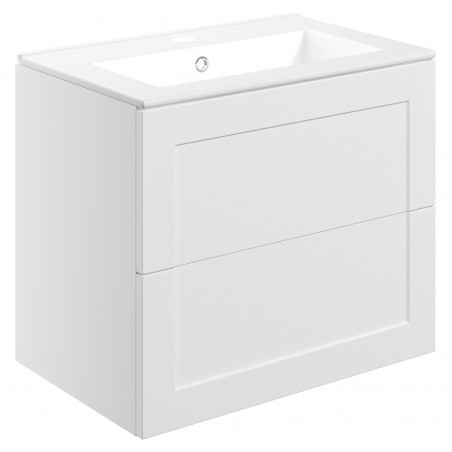 Kensworth 615mm Wall Hung 2 Drawer Basin Unit & Basin - Matt White