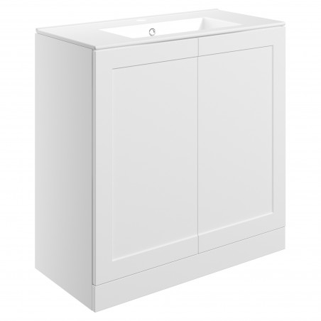 Kensworth 815mm Floor Standing 2 Door Basin Unit & Basin - Matt White