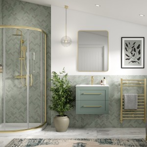 Kensworth 350mm Wall Hung 1 Door Tall Unit - Matt Reed Green