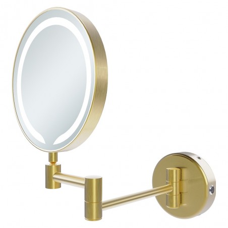 Chicago Round LED Cosmetic Mirror - Brushed Brass