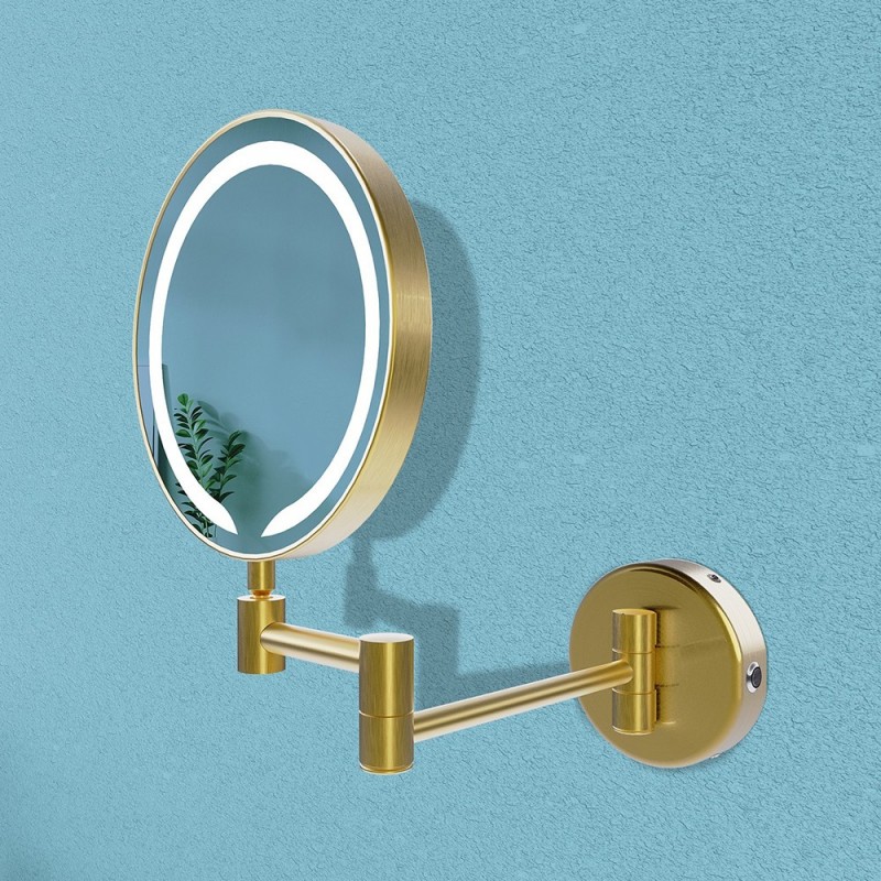 Chicago Round LED Cosmetic Mirror - Brushed Brass - Insitu