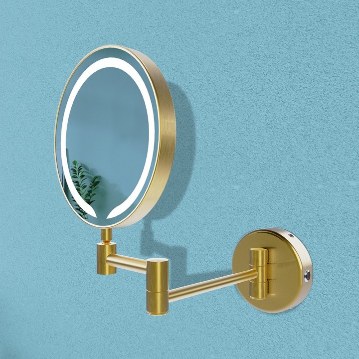 Chicago Round LED Cosmetic Mirror - Brushed Brass - Insitu